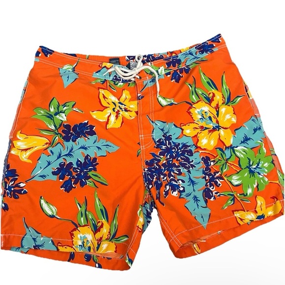Men’s Polo Ralph Lauren Orange Floral Swim Trunks Size XXL - Picture 1 of 4